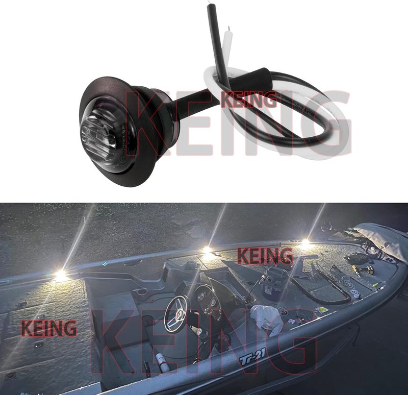KEING 10 Pack Sealed Waterproof Mini Round 3/4 Inch White LED Marker Lights Signal Light 12V for Trailer Truck Bus Pickup Van ATV RV Lorry Caravan, 5 Years Warranty (Smoked Lens) - Image 4